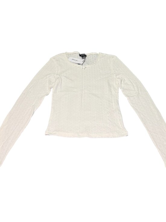 NWT Nasty Gal Y2K Coquette Preppy Pointelle Lace Trim Long Sleeve Top Size 4 - Picture 2 of 5